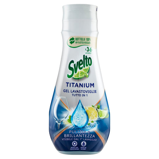 SVELTO GEL LAVASTOVIGLIE 640ML 36 LAVAGGI TUTTO IN 1 TITANIUM PULIZIA E BRILLANTEZZA