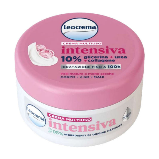 LEOCREMA CREMA MULTIUSO INTENSIVA 100H VASO 200ML 10% GLICERINA + UREA + COLLAGENE CORPO-VISO-MANI