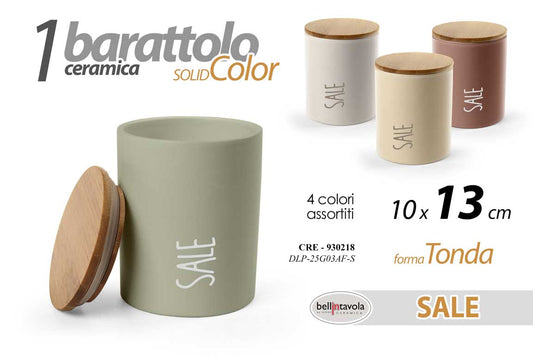 GICOS BARATTOLO CERAMICA SOLID COLOR CM.10X13 FORMA TONDA SALE COLORI ASSORTITI