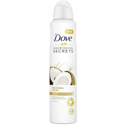 DOVE DEO SPRAY 250ML NOURISHING SECRETS RESTORING RITUAL COCONUT AND JASMINE FLOWER SCENT 48H