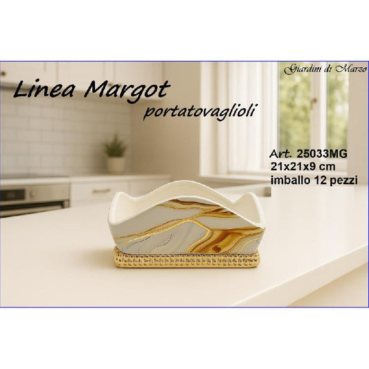 GIARDINI DI MARZO LINEA MARGOT MARMO GOLD PORTATOVAGLIOLI CM.21X21X9 ART.25033MG