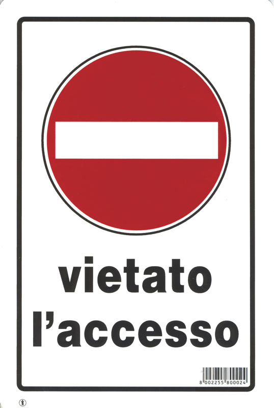 CARTELLO PVC VIETATO L'ACCESSO 20X30