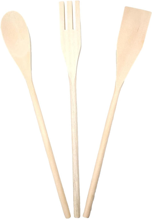 BESIDIAE TRIS IN LEGNO DI FAGGIO CM.30 MESTOLO-FORCHETTA-CUCCHIAIO