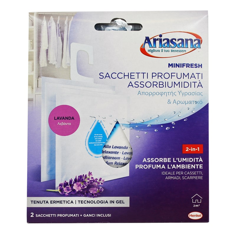 ARIASANA MINIFRESH SACCHETTI PROFUMATI ASSORBIUMIDITA' 2-IN-1 100G 2PZ LAVANDA