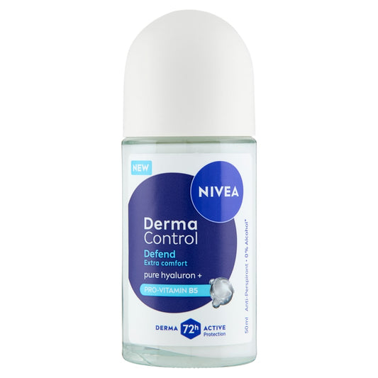 NIVEA DEO ROLL-ON 50ML DERMA CONTROL 72H DEFEND EXTRA COMFORT PURE HYALURON + PRO-VITAMIN B5