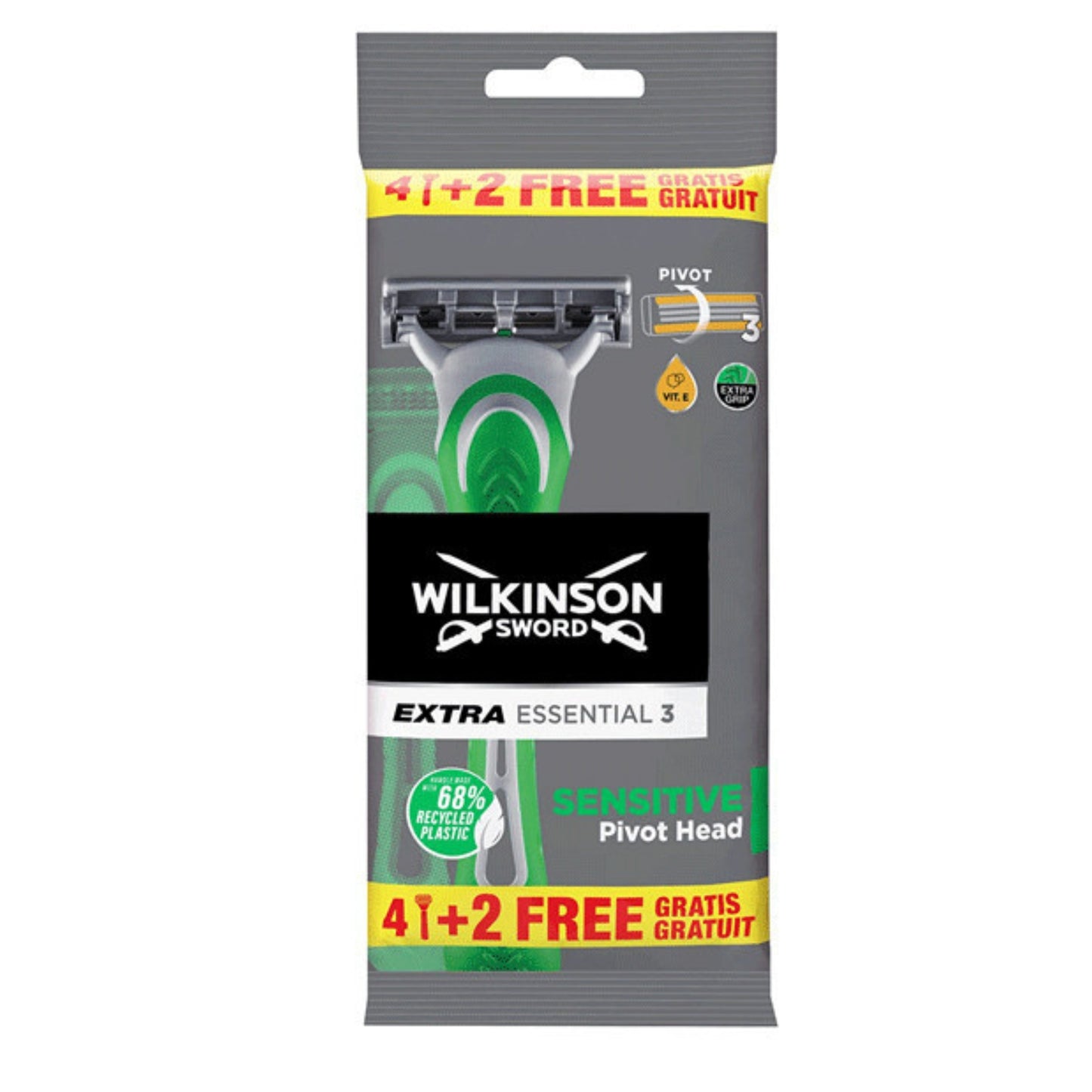 WILKINSON RASOIO EXTRA ESSENTIAL 3 SENSITIVE PIVOT HEAD 4+2PZ