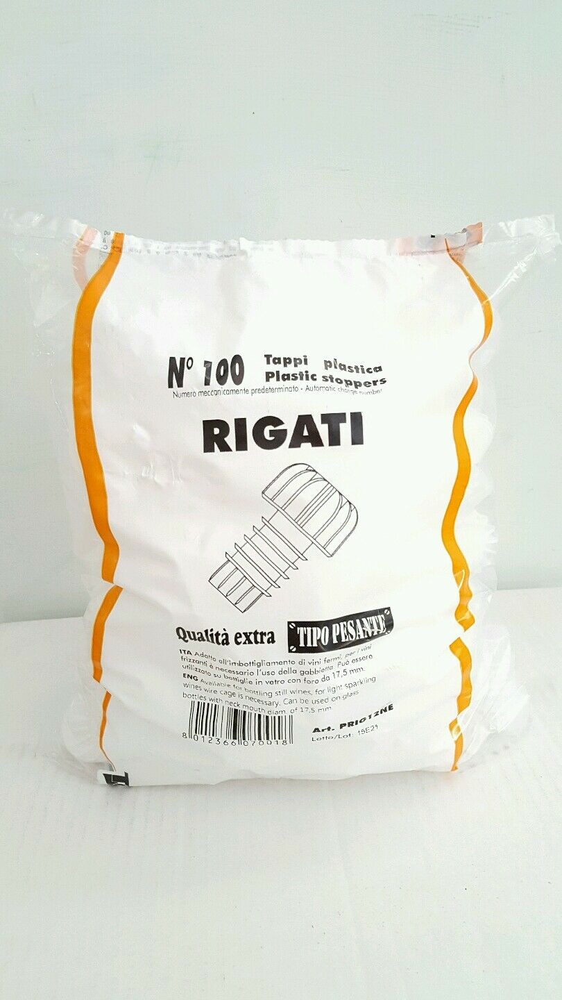 TAPPI PLASTICA RIGATI TIPO PESANTE PER SPUMANTE X100