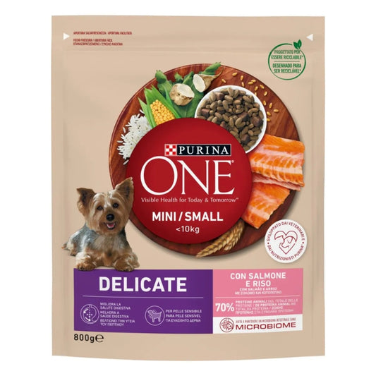 PURINA ONE CROCCANTINI CANE 800G MINI/SMALL <10KG DELICATE CON SALMONE E RISO