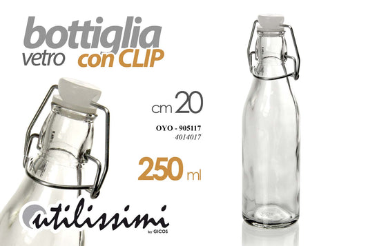 GICOS BOTTIGLIA VETRO CON CLIP 250ML CM.20 OYO-905117