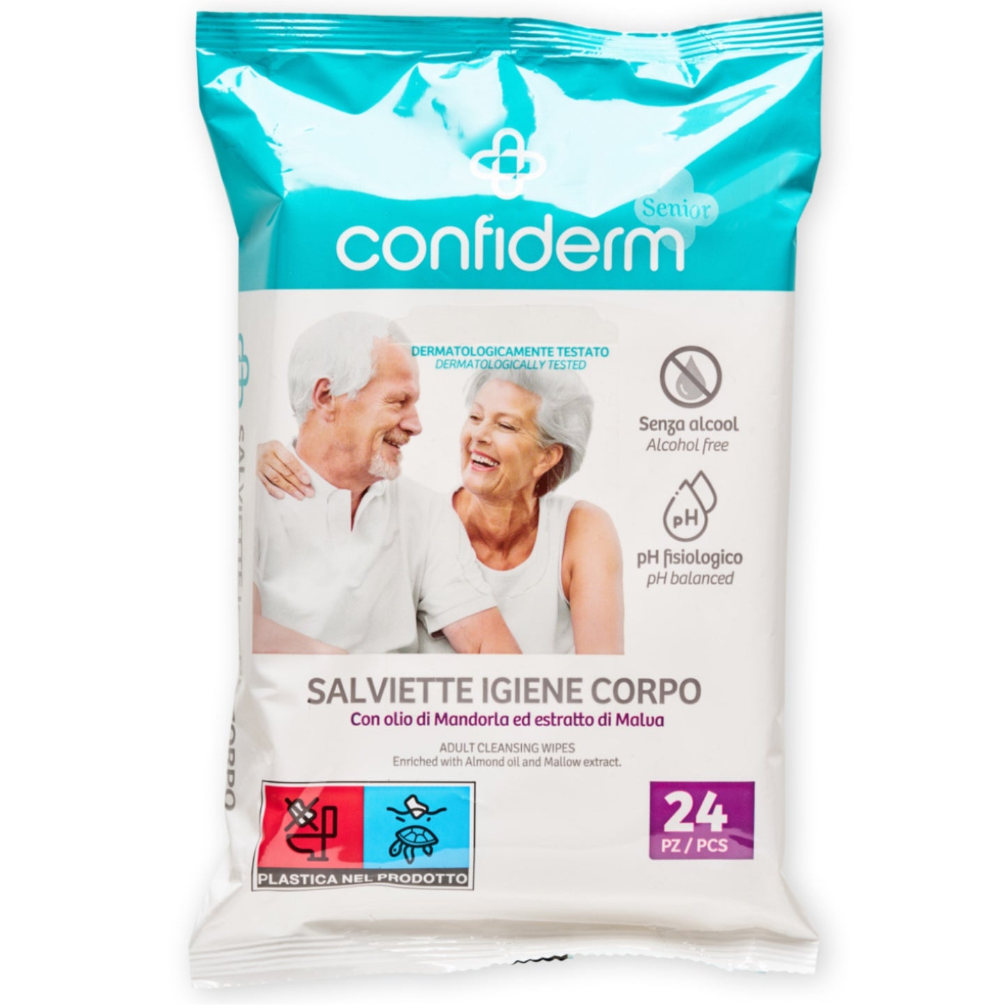 CONFIDERM SALVIETTE IGIENE CORPO 24PZ CON OLIO DI MANDORLA ED ESTRATTO DI MALVA