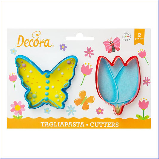 DECORA TAGLIAPASTA IN PLASTICA FARFALLA E FIORE 2PZ