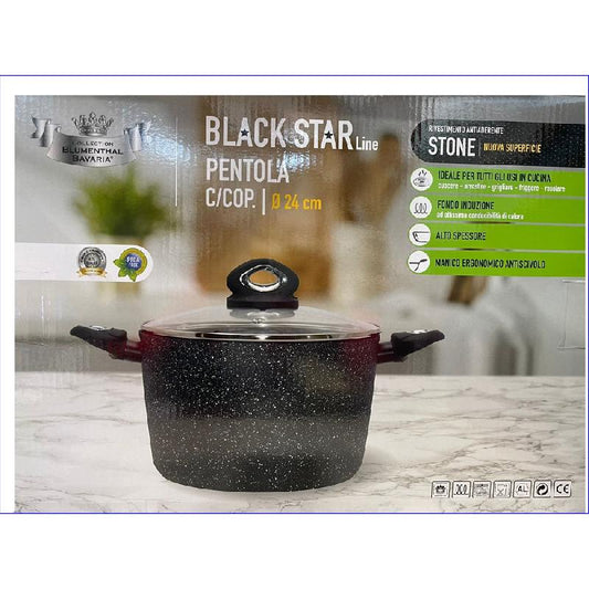 LETIZIA BLACK STAR PENTOLA CON COPERCHIO CM.20