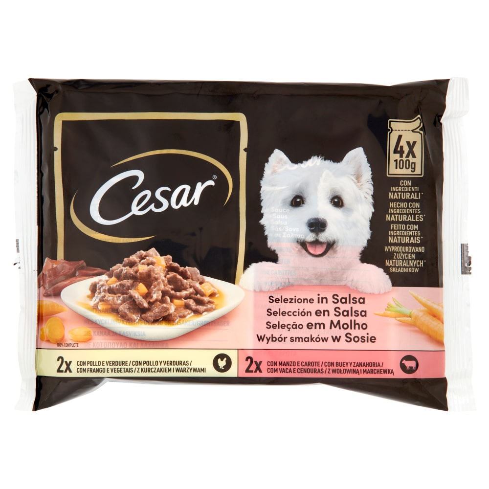 CESAR 4X100GR SELEZIONE IN SALSA 2X POLLO E VERDURE / 2X MANZO E CAROTE