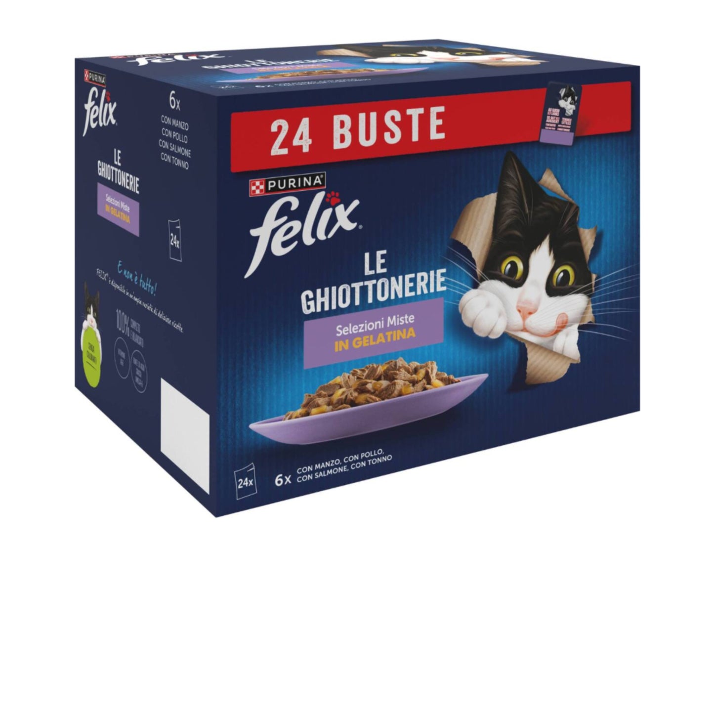 FELIX LE GHIOTTONERIE 24X85G SELEZIONI MISTE IN GELATINA MANZO/POLLO SALMONE/TONNO