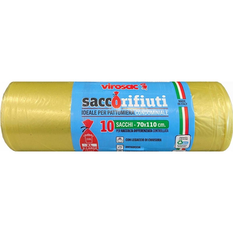 VIROSAC SACCORIFIUTI 70X110 110LT 10PZ GIALLO