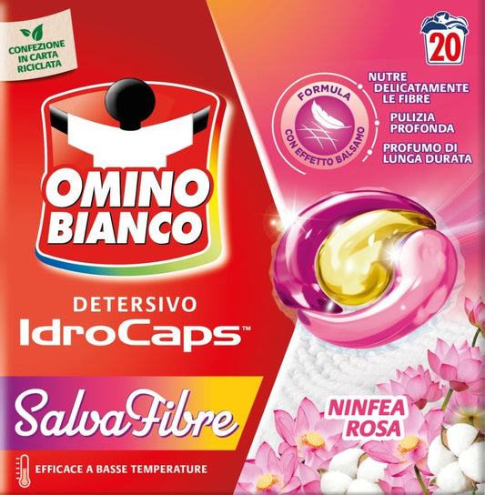 OMINO BIANCO DETERSIVO IDROCAPS SALVAFIBRE 20PZ NINFEA ROSA