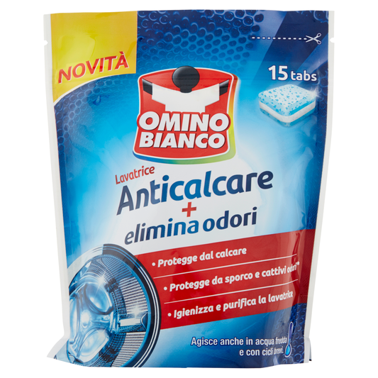 OMINO BIANCO LAVATRICE ANTICALCARE + ELIMINA ODORI 15 TABS