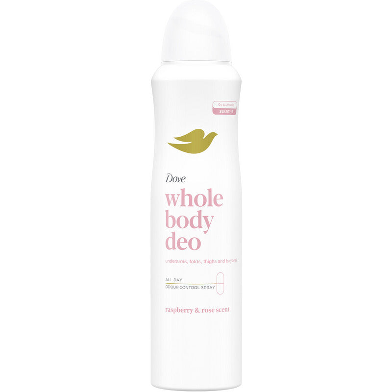 DOVE WHOLE BODY DEO SPRAY 150ML RASPBERRY & ROSE SCENT