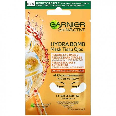GARNIER HYDRA BOMB MASCHERA IN TESSUTO 6G 1PZ ANTI-FATICA OCCHI SUCCO D'ARANCIA E ACIDO IALURONICO
