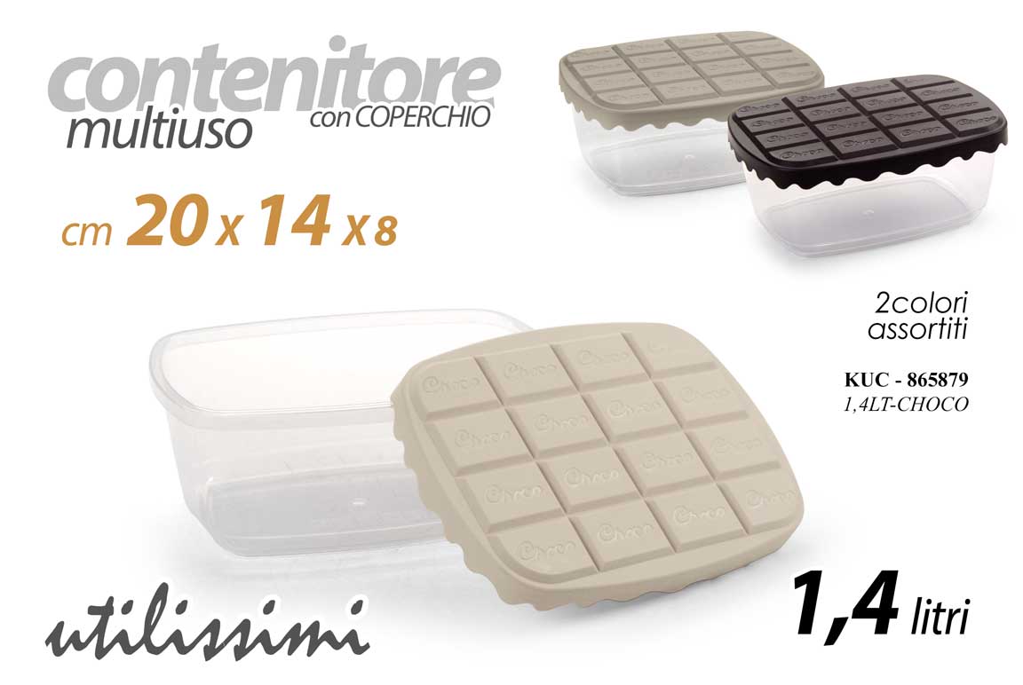 GICOS CESTINO MULTIUSO CON COPERCHIO 1,4LT CM.20X14X8 CHOCO COLORI ASSORTITI