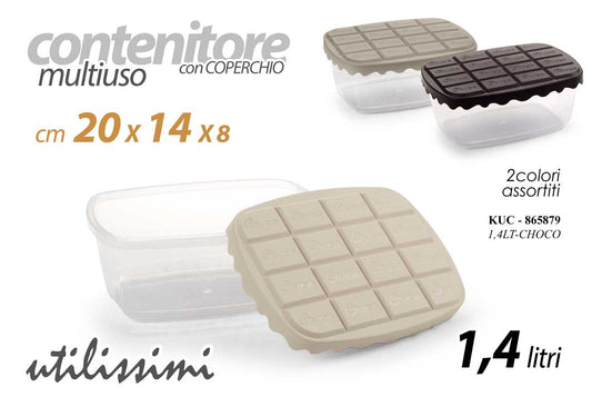GICOS CESTINO MULTIUSO CON COPERCHIO 1,4LT CM.20X14X8 CHOCO COLORI ASSORTITI