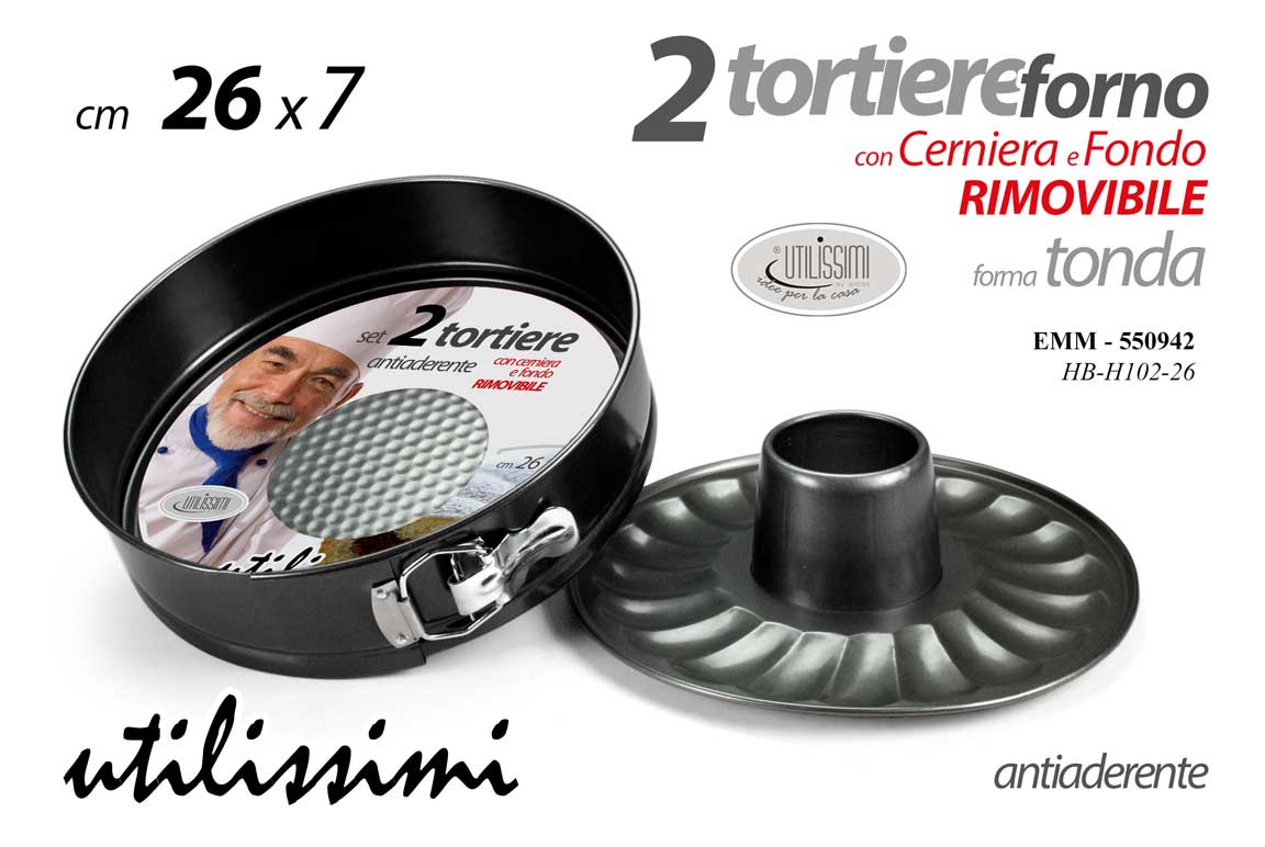 GICOS 2 TORTIERE FORNO CON CERNIERA E FONDO RIMOVIBILE TONDA CM.26X7 EMM-550942