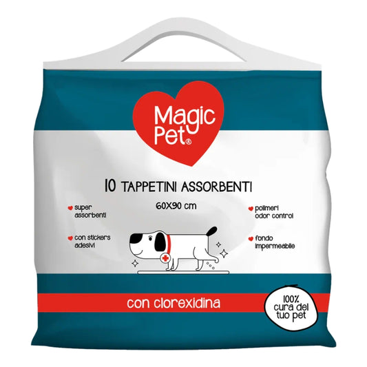 MAGIC PET TAPPETINI ASSORBENTI CM.60X90 10PZ CON CLOREXIDINA