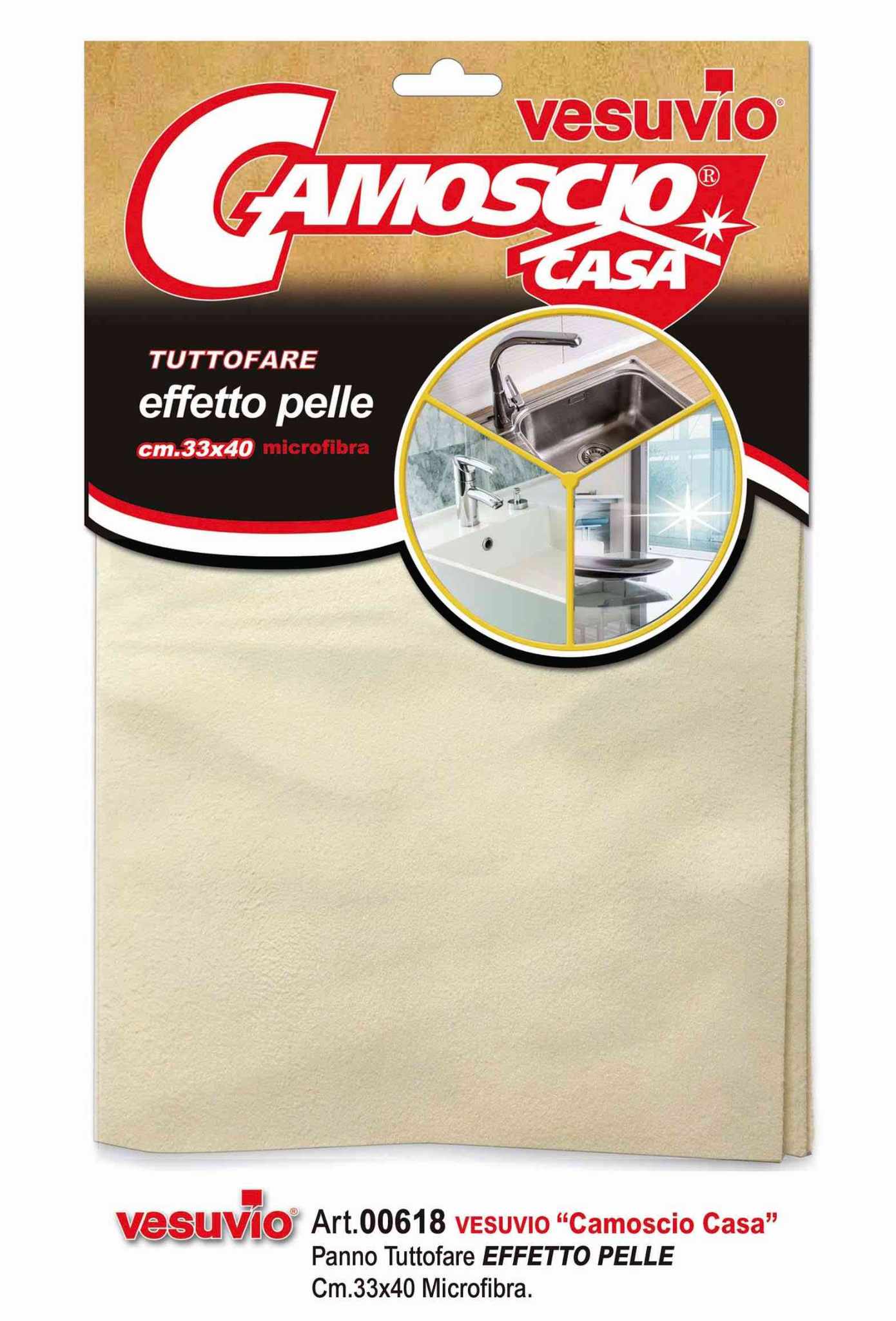 VESUVIO CAMOSCIO CASA TUTTOFARE EFFETTO PELLE CM.33X40 MICROFIBRA ART.00618
