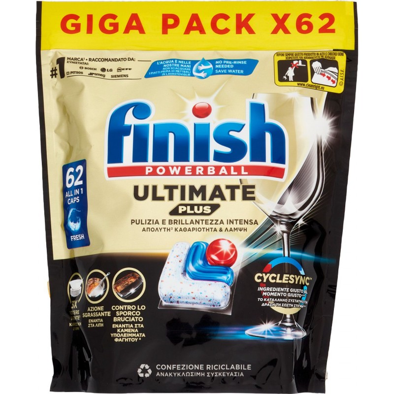 FINISH POWERBALL ULTIMATE PLUS ALL IN 1 X62 CAPS FRESH GIGA PACK