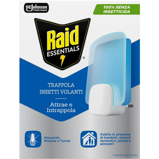 RAID ESSENTIALS TRAPPOLA INSETTI VOLANTI 100% SENZA INSETTICIDA BASE + RICARICA 1PZ