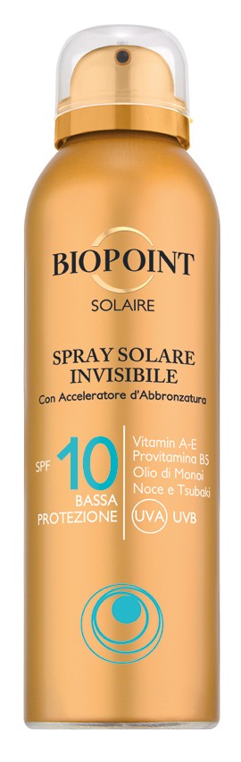 BIOPOINT SOLAIRE SPRAY SOLARE INVISIBLE SPF 10 BASSA PROTEZIONE 150ML CON ACCELERATORE D'ABBRONZATURA