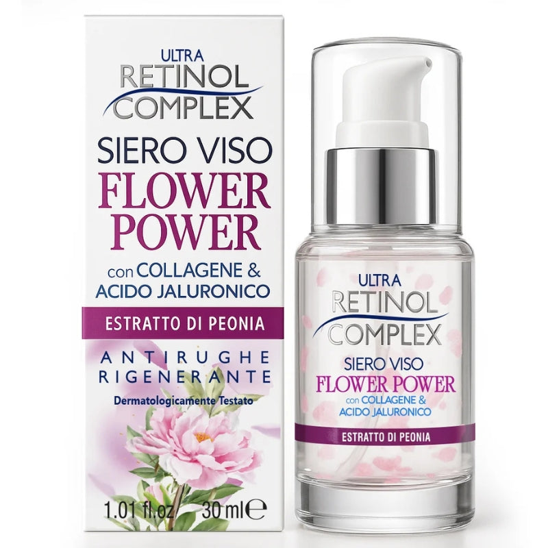 ULTRA RETINOL COMPLEX SIERO VISO FLOWER POWER 30ML COLLAGENE & ACIDO JALURONICO ESTRATTO DI PEONIA ANTIRUGHE RIGENERANTE