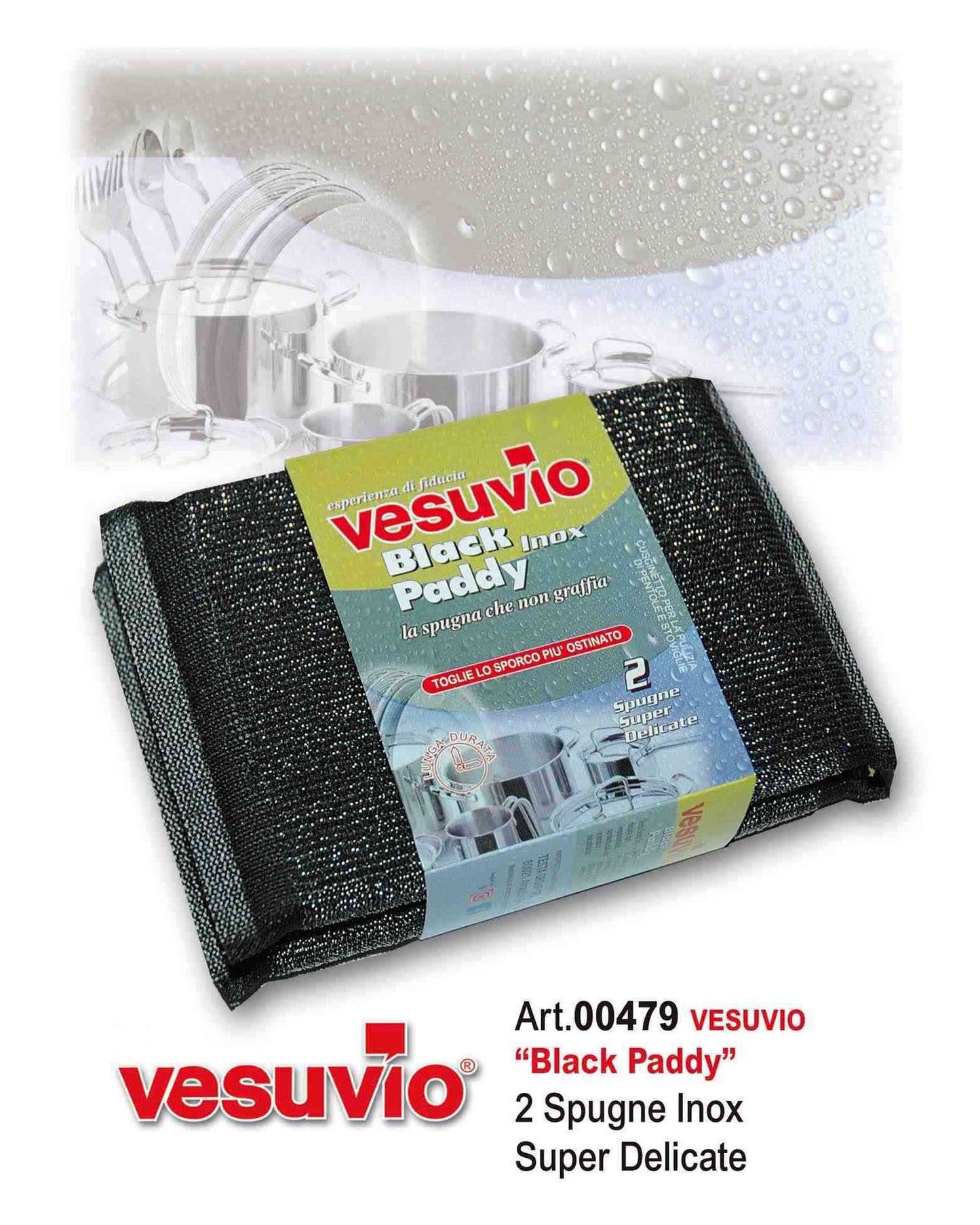 VESUVIO BLACK PADDY INOX SPUGNE SUPER DELICATE 2PZ