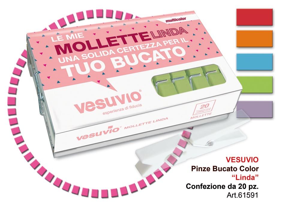 VESUVIO PINZE BUCATO MULTICOLOR LINDA 20PZ ART.61591