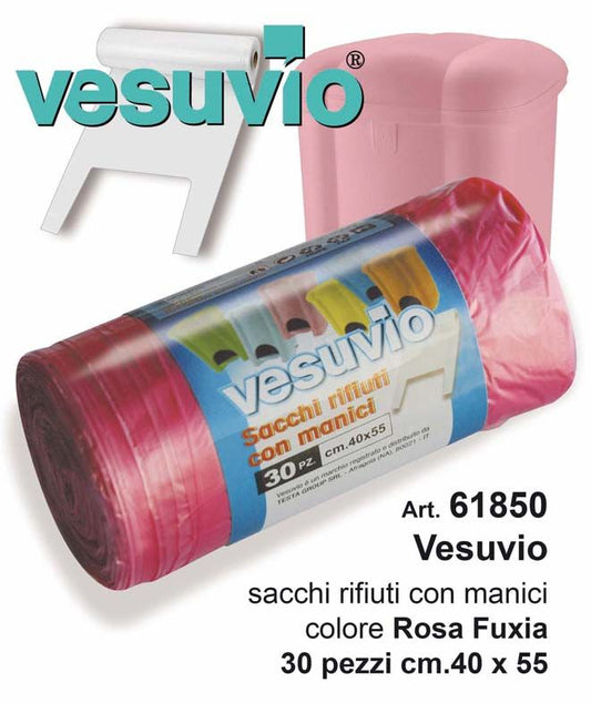VESUVIO SACCHI RIFIUTI CON MANICI CM.40X55 30PZ ROSA FUXIA