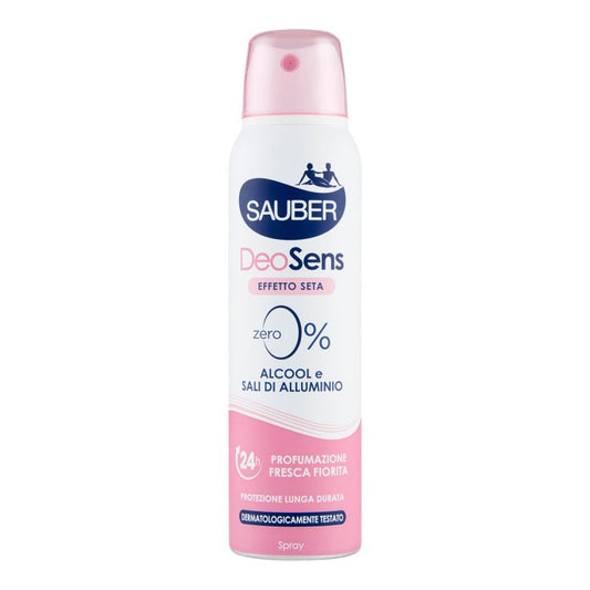 SAUBER DEO SPRAY 150ML DEOSENS EFFETTO SETA 0% ALCOOL E SALI DI ALLUMINIO FRESCA FIORITA INVISIBLE
