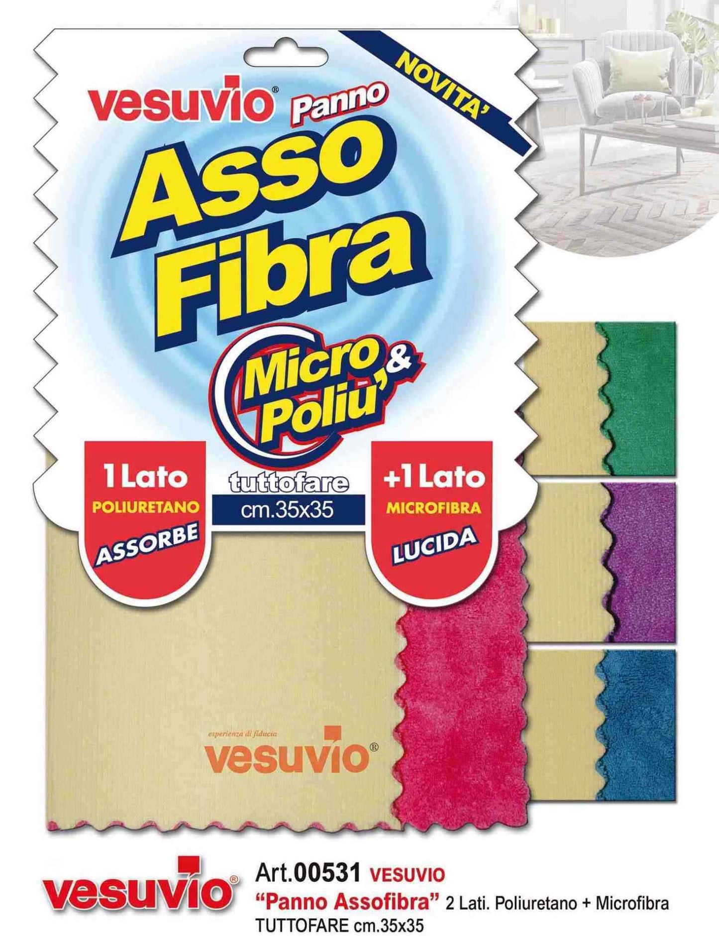 VESUVIO PANNO ASSO FIBRA MICRO & POLIU' TUTTOFARE CM.35X35 ART.00531
