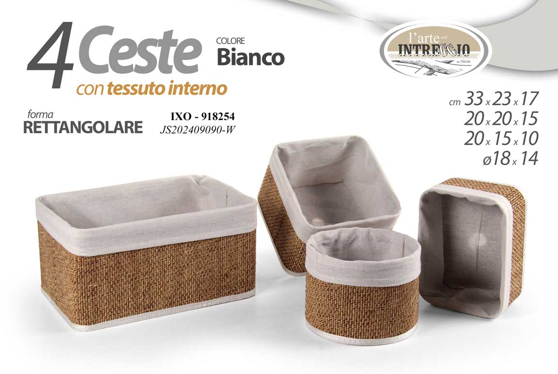 GICOS CESTA CON TESSUTO INTERNO COLORE BIANCO RETTANGOLARE CM.20X20X15