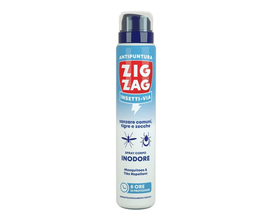 ZIG ZAG INSETTI-VIA ZANZARE COMUNI,TIGRE E ZECCHE SPRAY CORPO 100ML INODORE