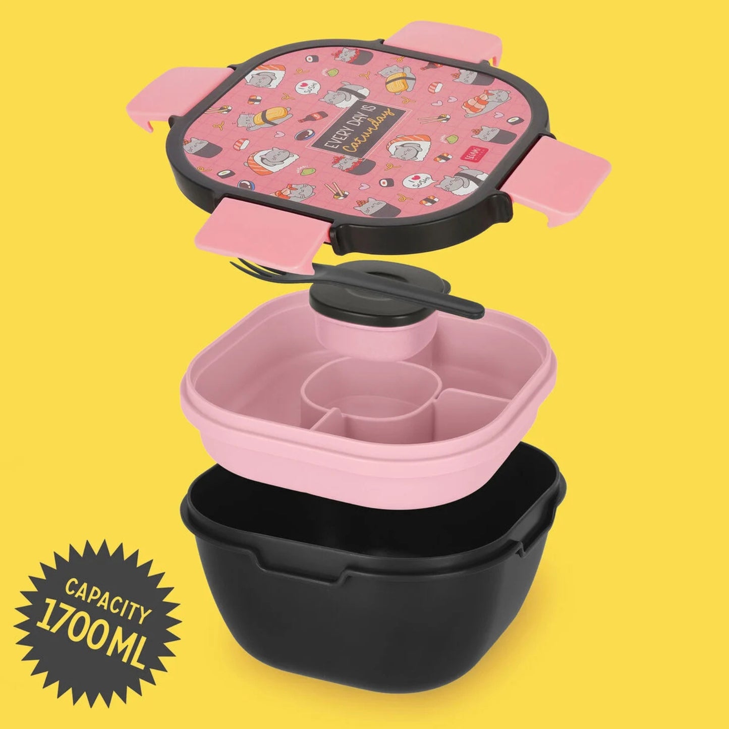LEGAMI MILANO LUNCH BOX CONTENITORE PORTA PRANZO 1700ML KITTY SUSHI CAT