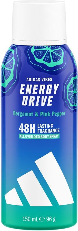ADIDAS VIBES UOMO DEO SPRAY 150ML ENERGY DRIVE BERGAMOT & PINK PEPPER 48H
