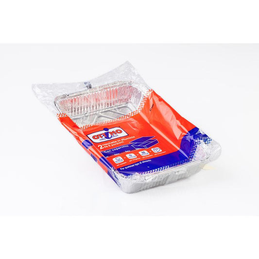 OTTIMO 3 VASCHETTE ALLUMINIO CON COPERCHIO 2 PORZIONI