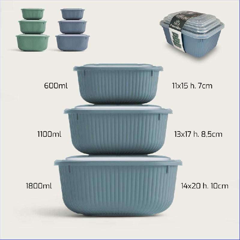 ARCA CONTENITORI RETTANGOLARI SET 3PZ 600-1100-1800ML