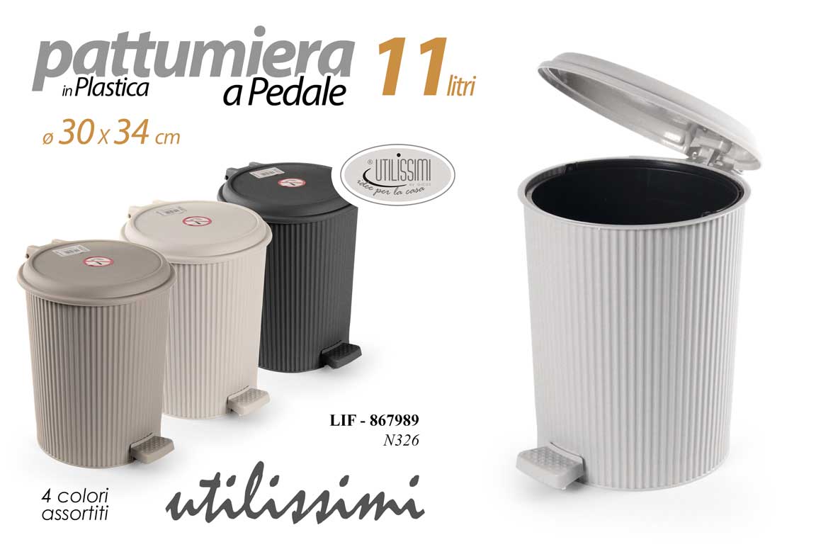 GICOS PATTUMIERA A PEDALE IN PLASTICA 11L CM.30X34 COLORI ASSORTITI