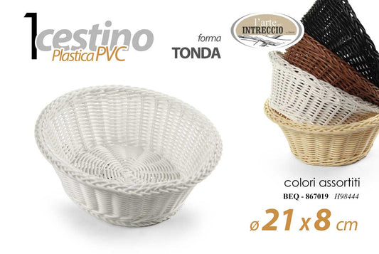 GICOS CESTINO PLASTICA PVC INTRECCIATO FORMA TONDA CM.21X8 COLORI ASSORTITI