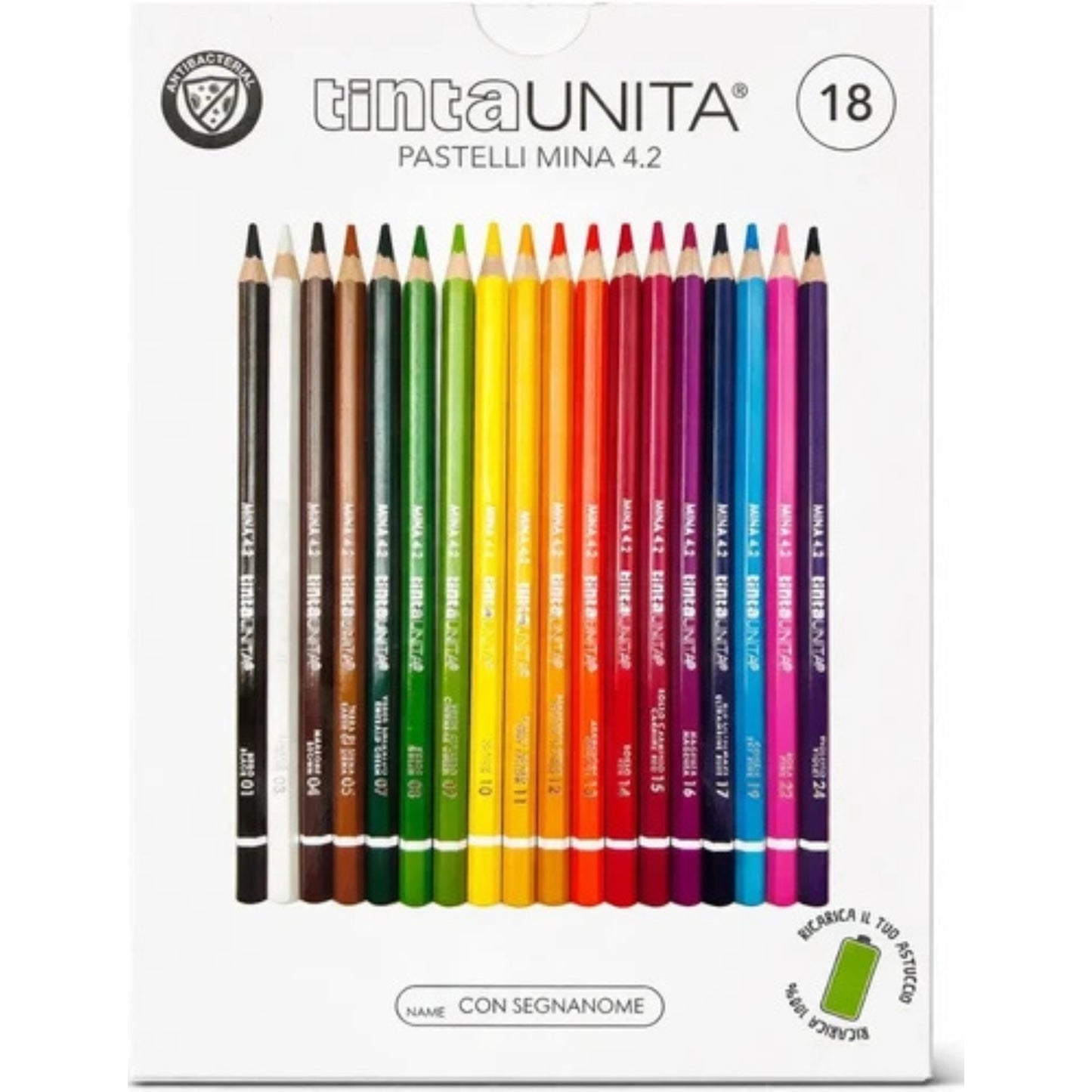 TINTA UNITA 4.2 18 PASTELLI COLORATI CON SEGNANOME COD.41458