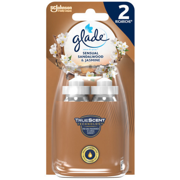 GLADE SENSE & SPRAY RICARICA 2X18ML SENSUAL SANDALWOOD & JASMINE