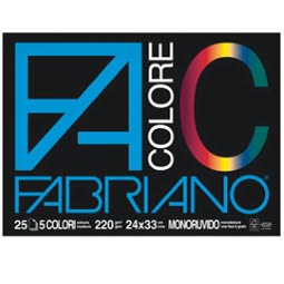 FABRIANO BLOCCO 25 FOGLI 5 COLORI MONORUVIDO 220GR
