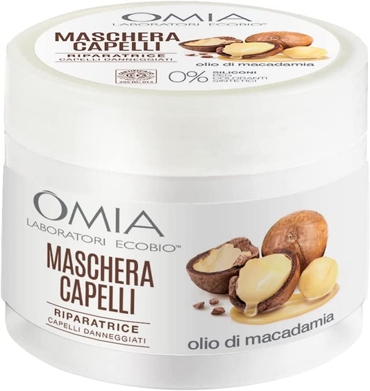 OMIA MASCHERA CAPELLI 250ML OLIO DI MACADAMIA RIPARATRICE CAPELLI DANNEGGIATI