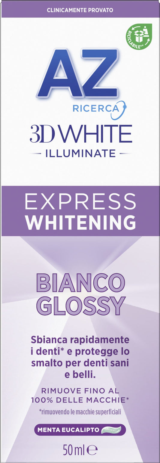 AZ DENTIFRICIO 50ML ED WHITE ILLUMINATE EXPRESS WHITENING BIANCO GLOSSY MENTA EUCALIPTO